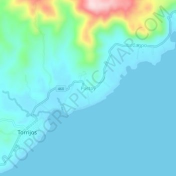 Mapa topográfico Poctoy, altitude, relevo