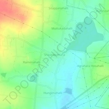 Mapa topográfico Shivarapattana, altitude, relevo