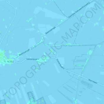Mapa topográfico Oosterboorn, altitude, relevo