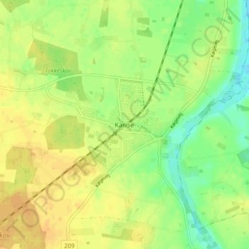 Mapa topográfico Karise, altitude, relevo