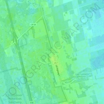 Mapa topográfico Scottsmoor, altitude, relevo
