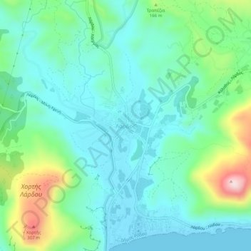 Mapa topográfico Lardos, altitude, relevo