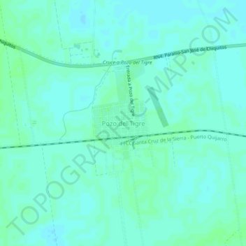 Mapa topográfico Pozo del Tigre, altitude, relevo