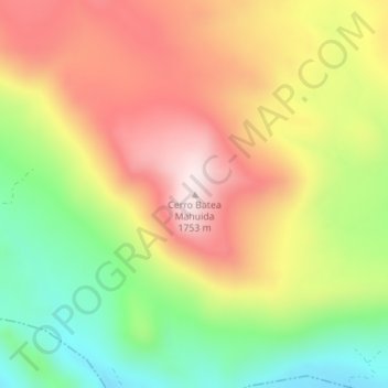 Mapa topográfico Cerro Batea Mahuida, altitude, relevo