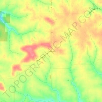 Mapa topográfico Highland, altitude, relevo