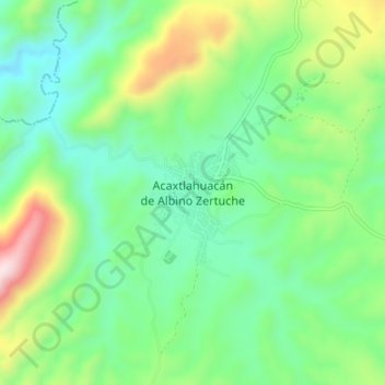 Mapa topográfico Acaxtlahuacán de Albino Zertuche, altitude, relevo