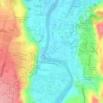 Mapa topográfico Cala-Cala, altitude, relevo