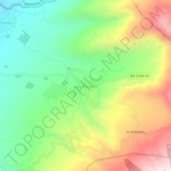 Mapa topográfico Los Pajales, altitude, relevo