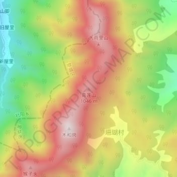 Mapa topográfico 青莲山, altitude, relevo