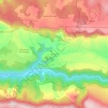 Mapa topográfico Le Causse, altitude, relevo