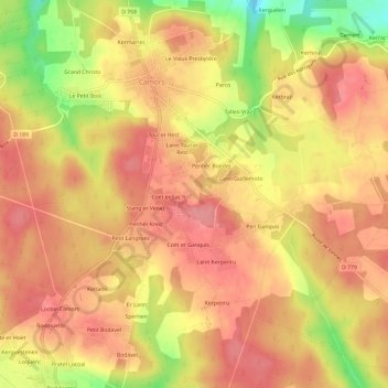 Mapa topográfico Prat Fetan, altitude, relevo