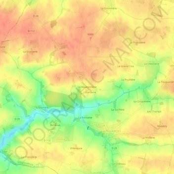 Mapa topográfico La Moutonnerie, altitude, relevo