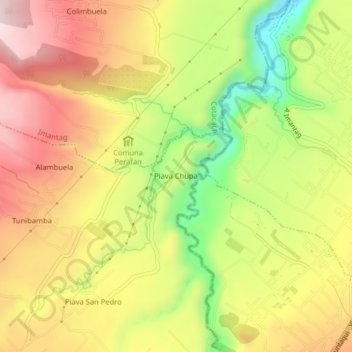Mapa topográfico Piava Chupa, altitude, relevo
