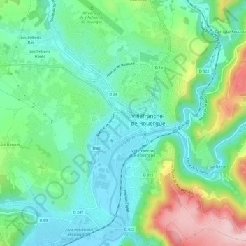 Mapa topográfico Les Ruelles, altitude, relevo
