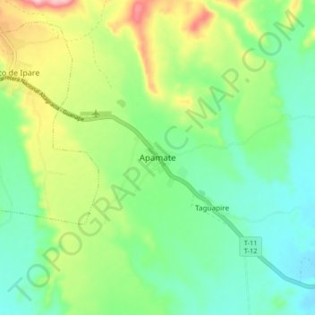 Mapa topográfico Apamate, altitude, relevo
