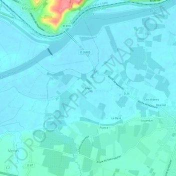 Mapa topográfico Fayel, altitude, relevo