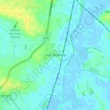 Mapa topográfico Little Thetford, altitude, relevo