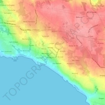 Mapa topográfico Le Loch, altitude, relevo