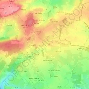 Mapa topográfico Le Moulinet, altitude, relevo
