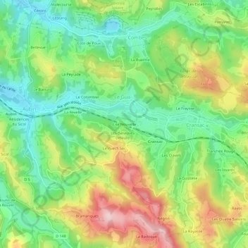 Mapa topográfico Cité Nouvelle, altitude, relevo