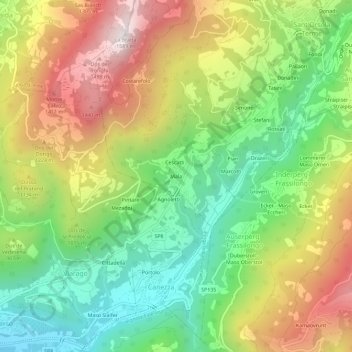 Mapa topográfico Mala, altitude, relevo