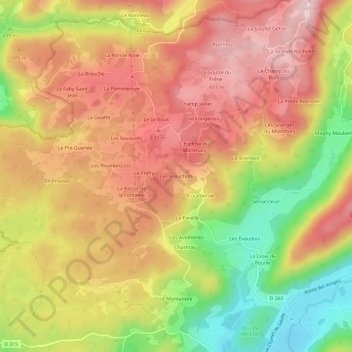 Mapa topográfico Les Breuchots, altitude, relevo