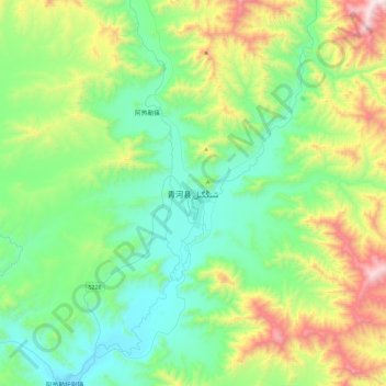 Mapa topográfico 青河县, altitude, relevo