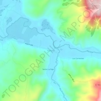 Mapa topográfico Pichilo, altitude, relevo