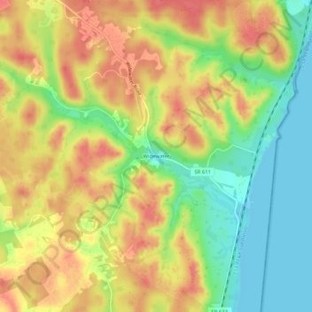 Mapa topográfico Widewater, altitude, relevo
