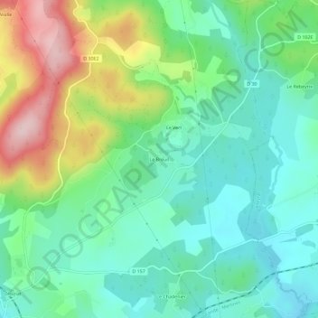 Mapa topográfico Le Breuil, altitude, relevo