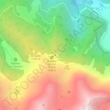Mapa topográfico 1694, altitude, relevo
