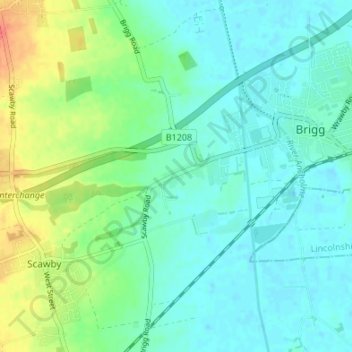 Mapa topográfico Scawby Brook, altitude, relevo