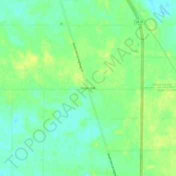 Mapa topográfico Green Oak, altitude, relevo