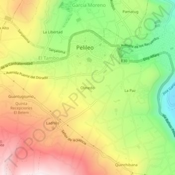 Mapa topográfico Olmedo, altitude, relevo