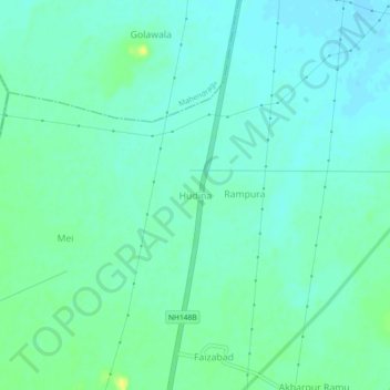 Mapa topográfico Hudina, altitude, relevo