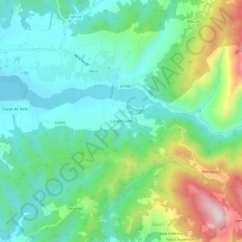 Mapa topográfico Cerreto Ratti, altitude, relevo