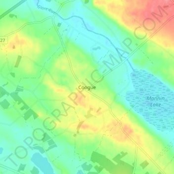 Mapa topográfico Coogue, altitude, relevo