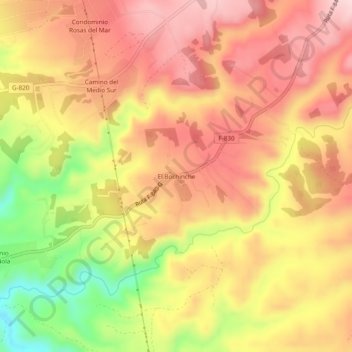 Mapa topográfico El Bochinche, altitude, relevo