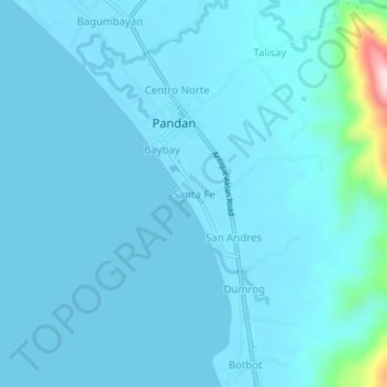Mapa topográfico Santa Fe, altitude, relevo