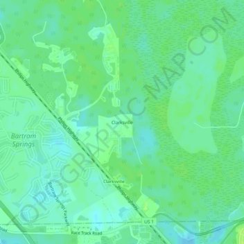 Mapa topográfico Clarksville, altitude, relevo