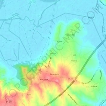 Mapa topográfico Negrote, altitude, relevo