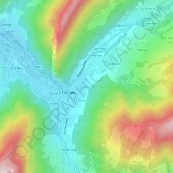 Mapa topográfico Le Clos, altitude, relevo
