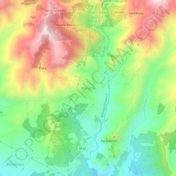 Mapa topográfico Masella, altitude, relevo