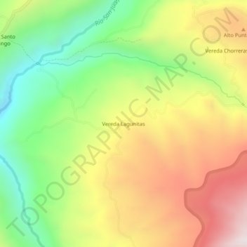 Mapa topográfico Vereda Lagunitas, altitude, relevo