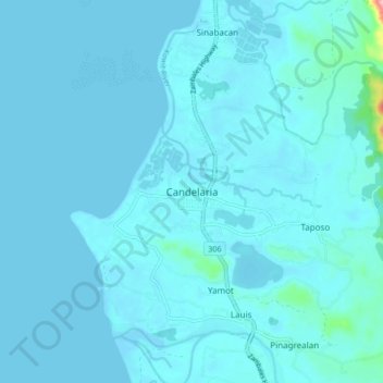 Mapa topográfico Candelaria, altitude, relevo
