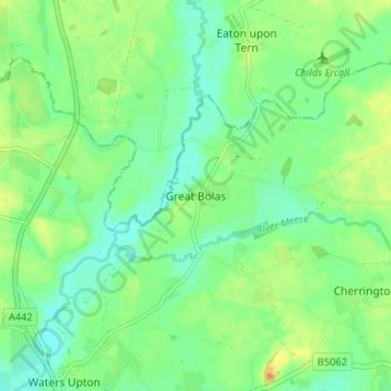 Mapa topográfico Great Bolas, altitude, relevo