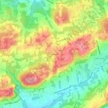 Mapa topográfico Coontown, altitude, relevo