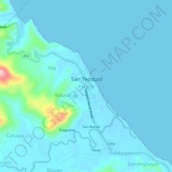 Mapa topográfico Parang, altitude, relevo