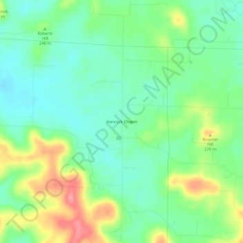 Mapa topográfico Hancock Chapel, altitude, relevo