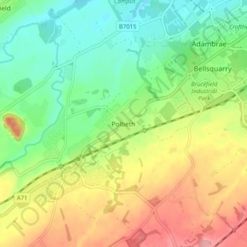 Mapa topográfico Polbeth, altitude, relevo